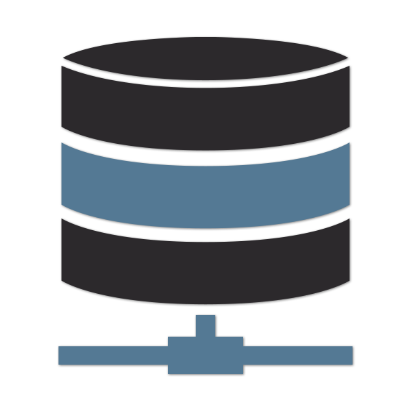 Server stack icon with large pipeline below.